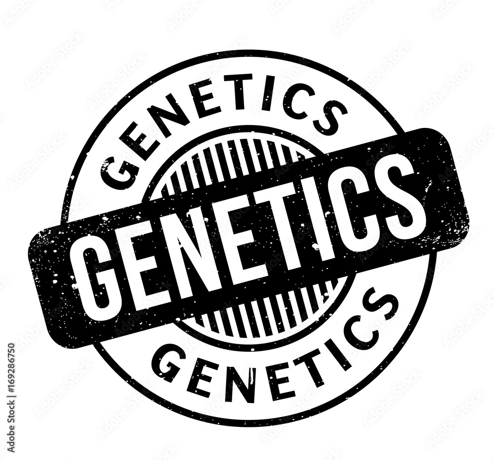 Genetics rubber stamp. Grunge design with dust scratches. Effects can be easily removed for a clean, crisp look. Color is easily changed.