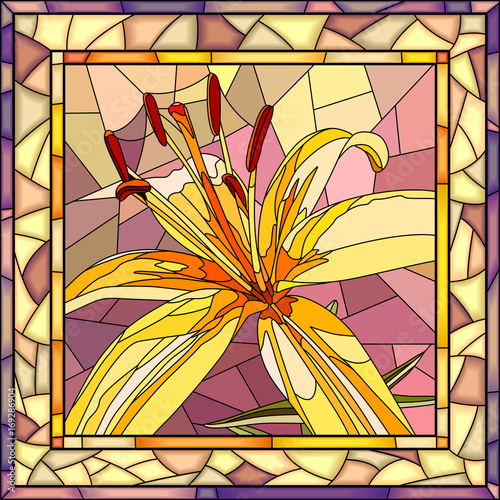 Fototapeta Naklejka Na Ścianę i Meble -  Vector illustration of flower yellow lilies.