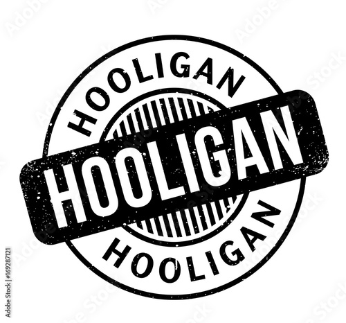 Hooligan rubber stamp. Grunge design with dust scratches. Effects can be easily removed for a clean, crisp look. Color is easily changed.