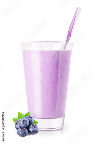 blueberry smoothie in glass