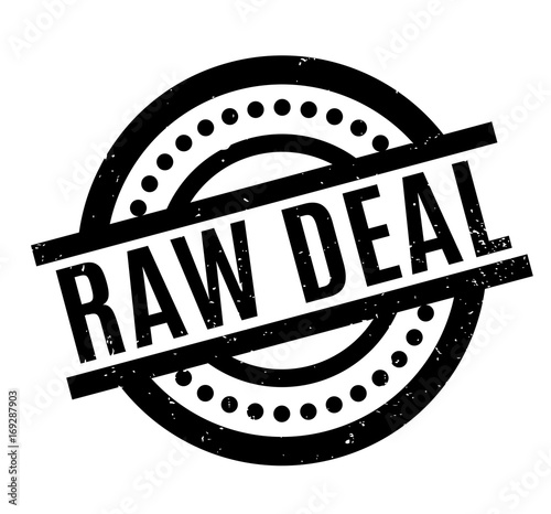 Raw Deal rubber stamp. Grunge design with dust scratches. Effects can be easily removed for a clean, crisp look. Color is easily changed.
