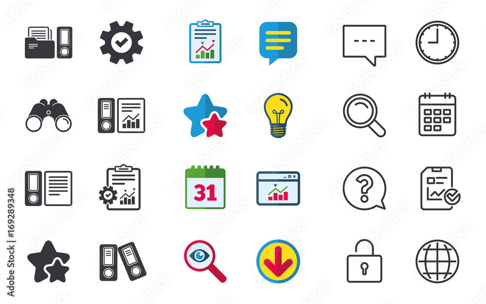 Accounting icons. Document storage in folders. Accounting icons. Document storage in folders.