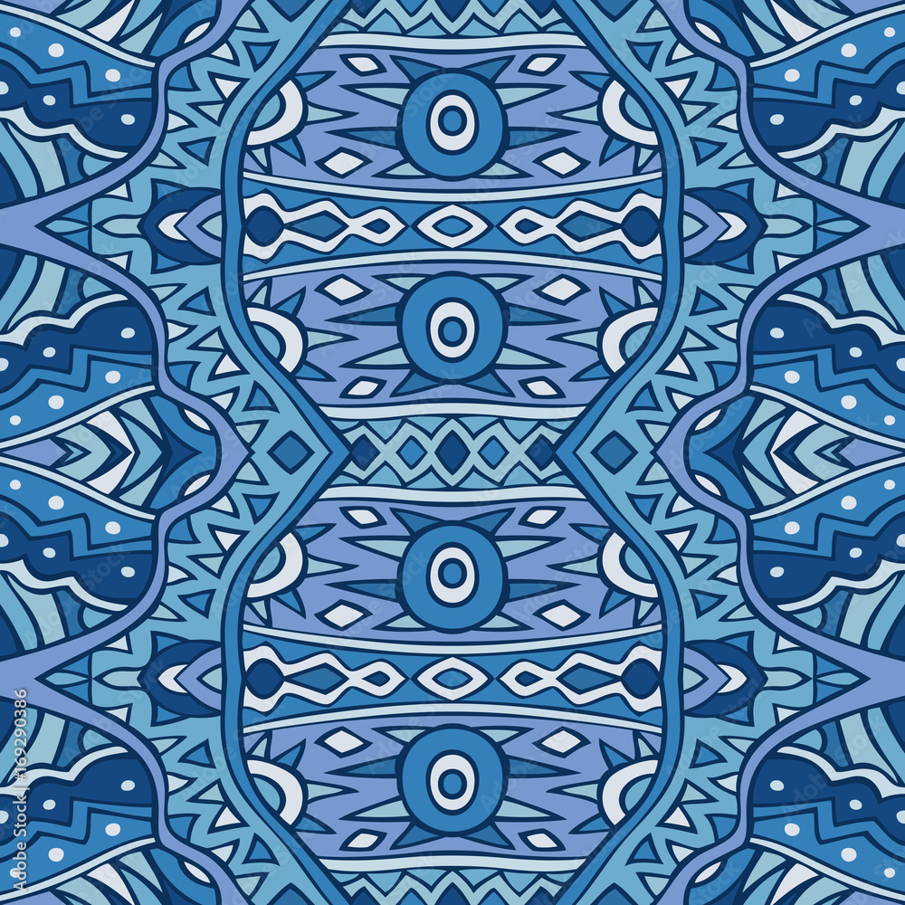 Tribal aztec style seamless pattern in blue colors. Tribal aztec style seamless pattern in blue colors.
