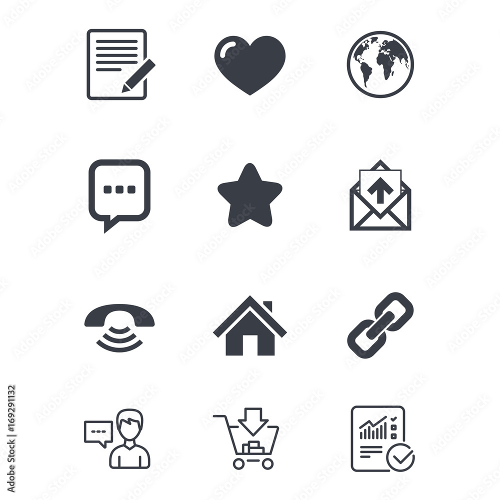 Mail, contact icons. Communication signs. Mail, contact icons. Communication signs.