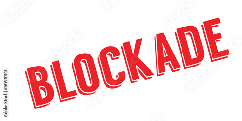 Blockade rubber stamp. Grunge design with dust scratches. Effects can be easily removed for a clean, crisp look. Color is easily changed.