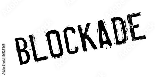 Blockade rubber stamp. Grunge design with dust scratches. Effects can be easily removed for a clean, crisp look. Color is easily changed.