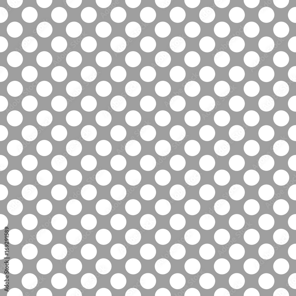 White polka dots on gray background, seamless background