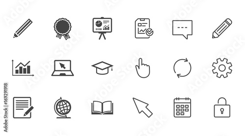 Education and study icon. Presentation signs.