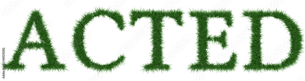 Acted - 3D rendering fresh Grass letters isolated on whhite background. Acted - 3D rendering fresh Grass letters isolated on whhite background.