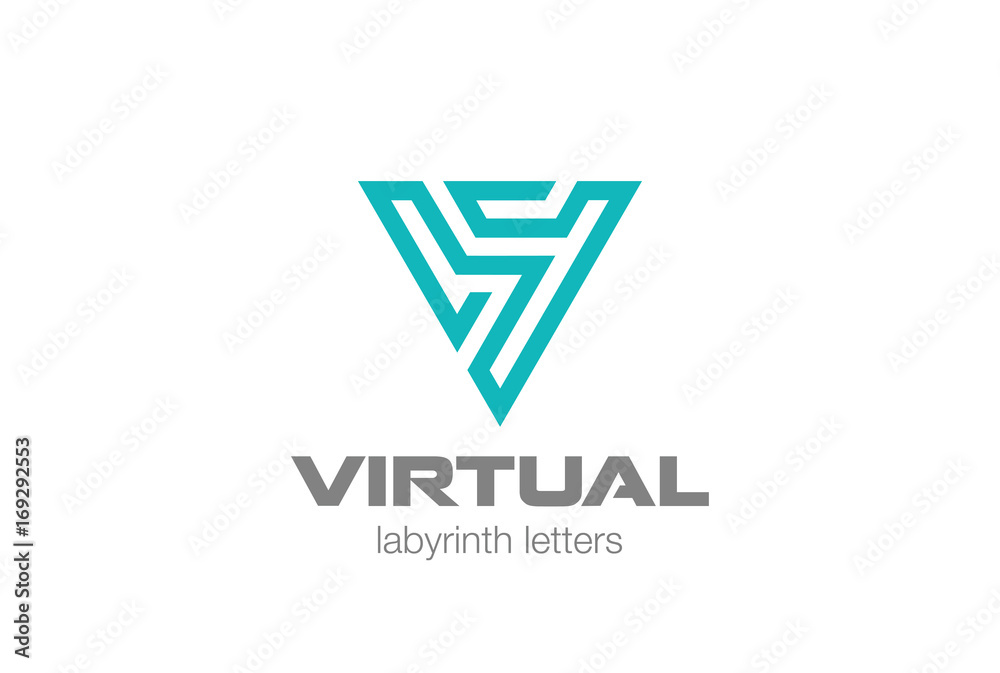 Letter V Labyrinth Triangle Logo vector Business Technology icon Letter V Labyrinth Triangle Logo vector Business Technology icon