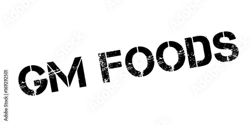 Gm Foods rubber stamp. Grunge design with dust scratches. Effects can be easily removed for a clean, crisp look. Color is easily changed.