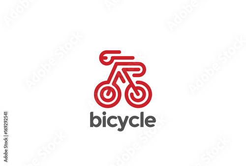 Bike Bicycle Sport Logo vector Linear Creative Riding Rider icon