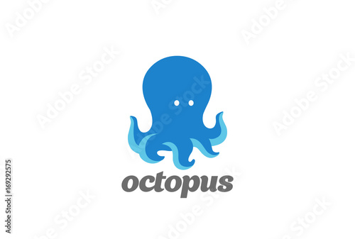 Friendly funny Octopus Logo design vector template