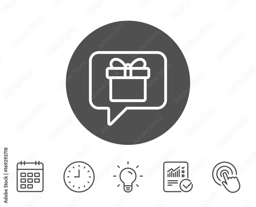 Dreaming of Gift line icon. Present box sign. Dreaming of Gift line icon. Present box sign.