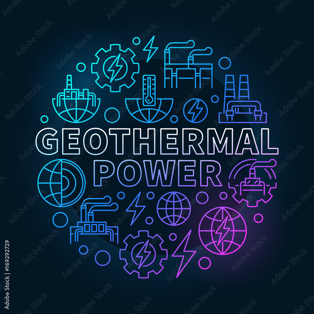Geothermal power colorful illustration