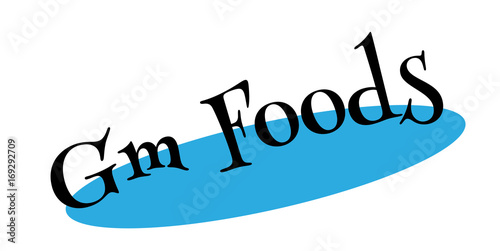 Gm Foods rubber stamp. Grunge design with dust scratches. Effects can be easily removed for a clean, crisp look. Color is easily changed.