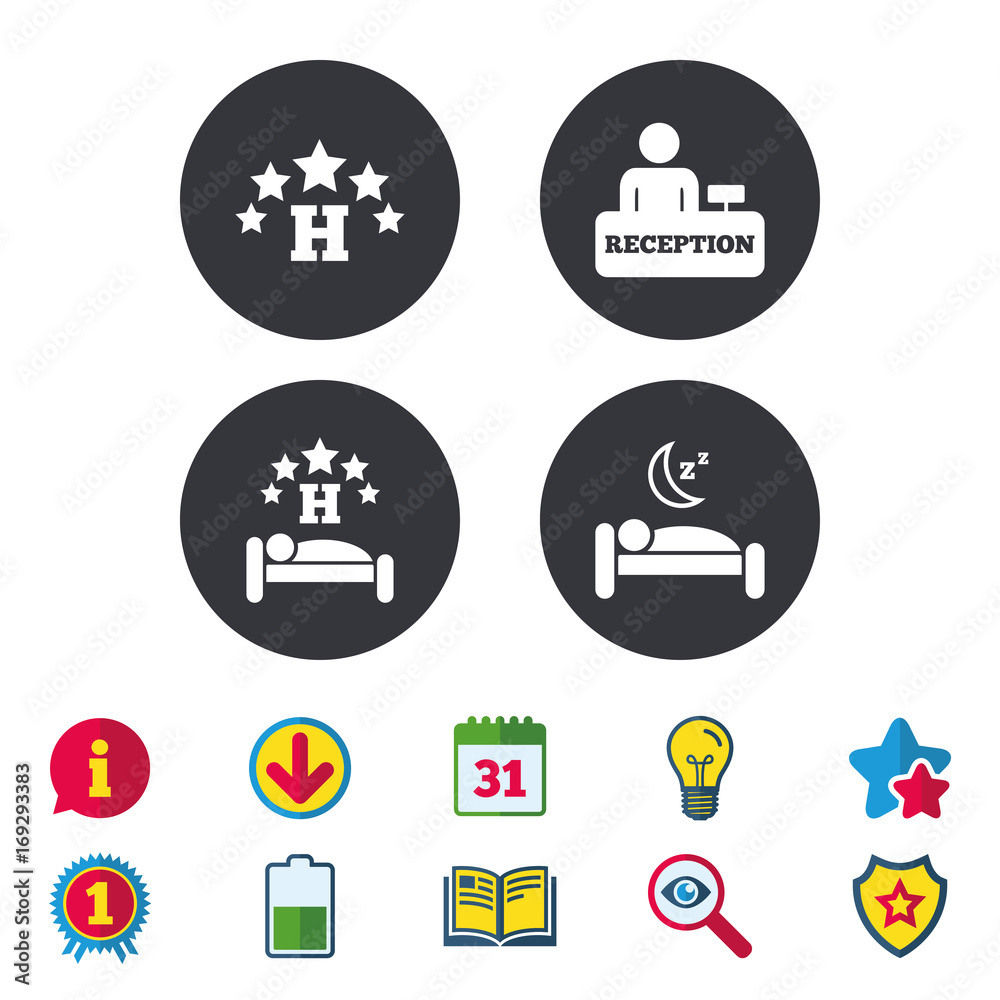 Five stars hotel icons. Travel rest place. Five stars hotel icons. Travel rest place.