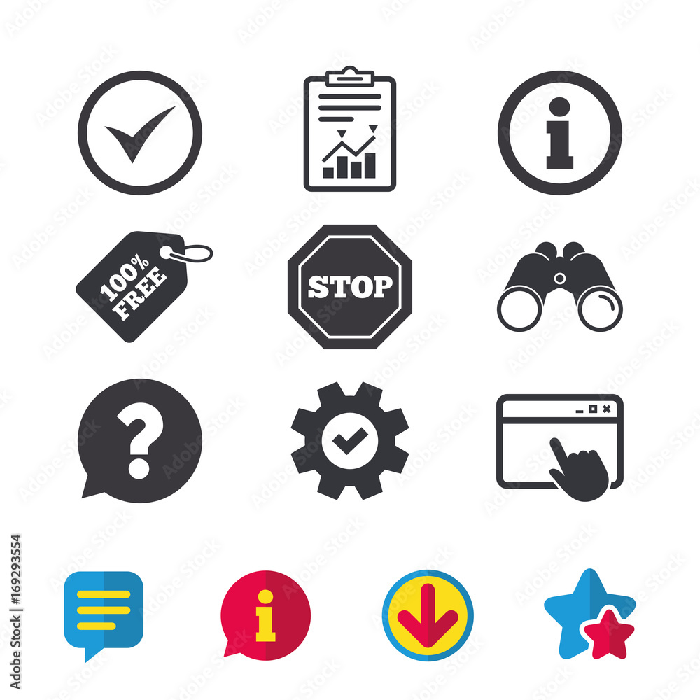 Information icons. Stop prohibition symbol. Information icons. Stop prohibition symbol.