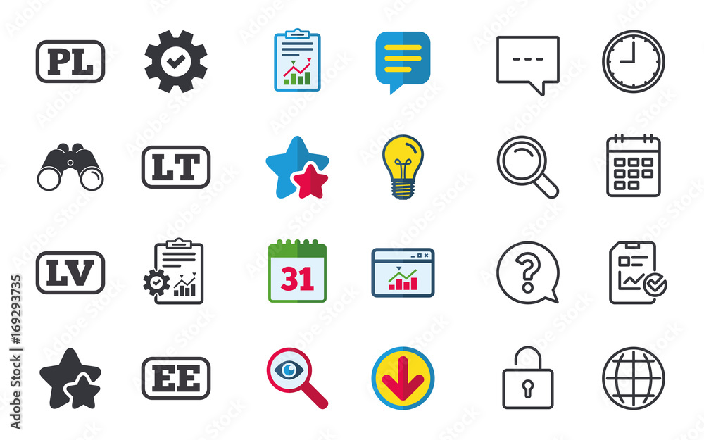 Language icons. PL, , , LT and EE translation. Language icons. PL, , , LT and EE translation.