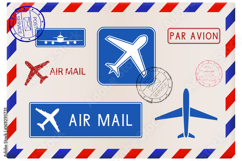 Envelope with plane stamps and signs