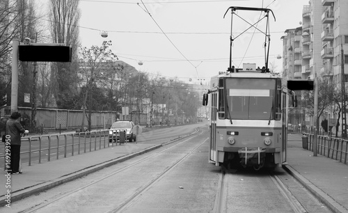Tramway Line 14,  Beke Ter to Megyeri road, Budampest, Hungary, 20th of  December 2017.