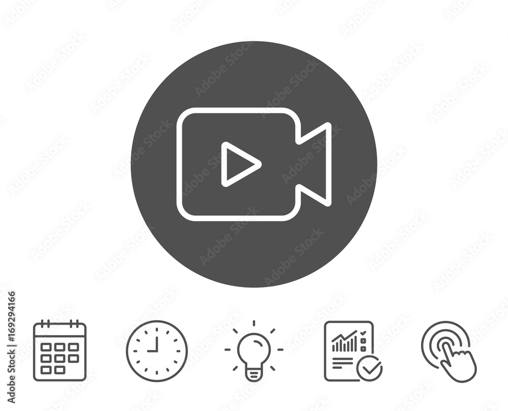 Video Camera line icon. Movie or Cinema sign. Video Camera line icon. Movie or Cinema sign.