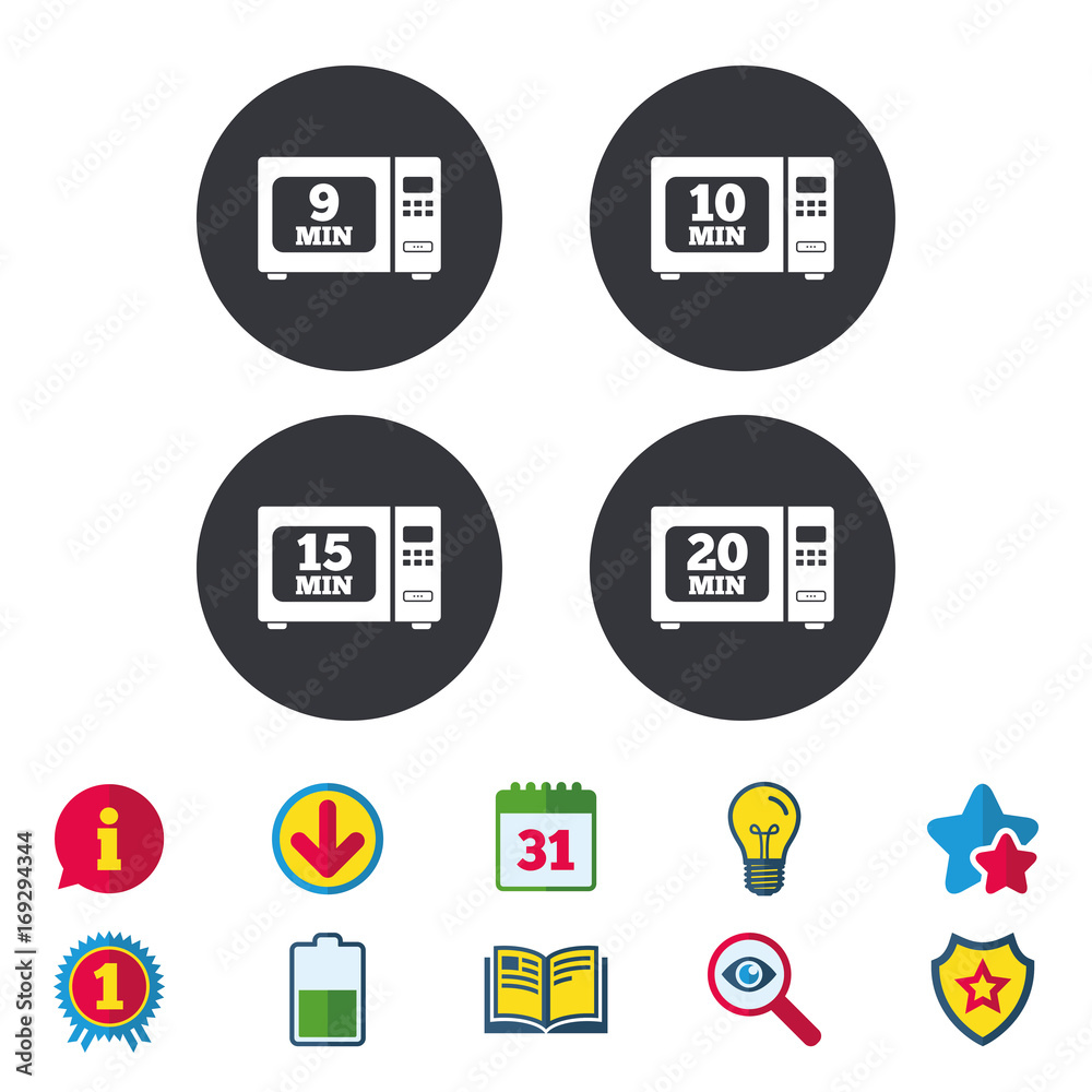 Microwave oven icons. Cook in electric stove. Microwave oven icons. Cook in electric stove.