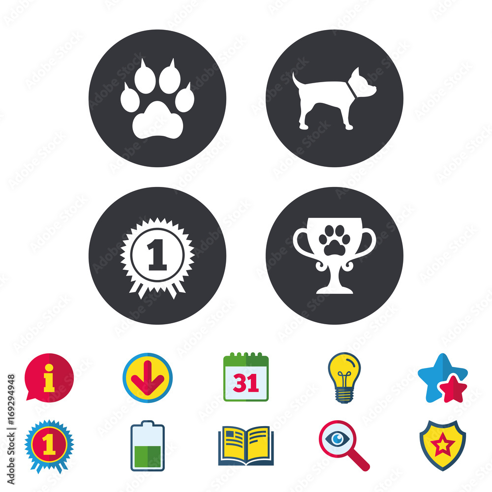 Pets icons. Cat paw with clutches sign. Pets icons. Cat paw with clutches sign.