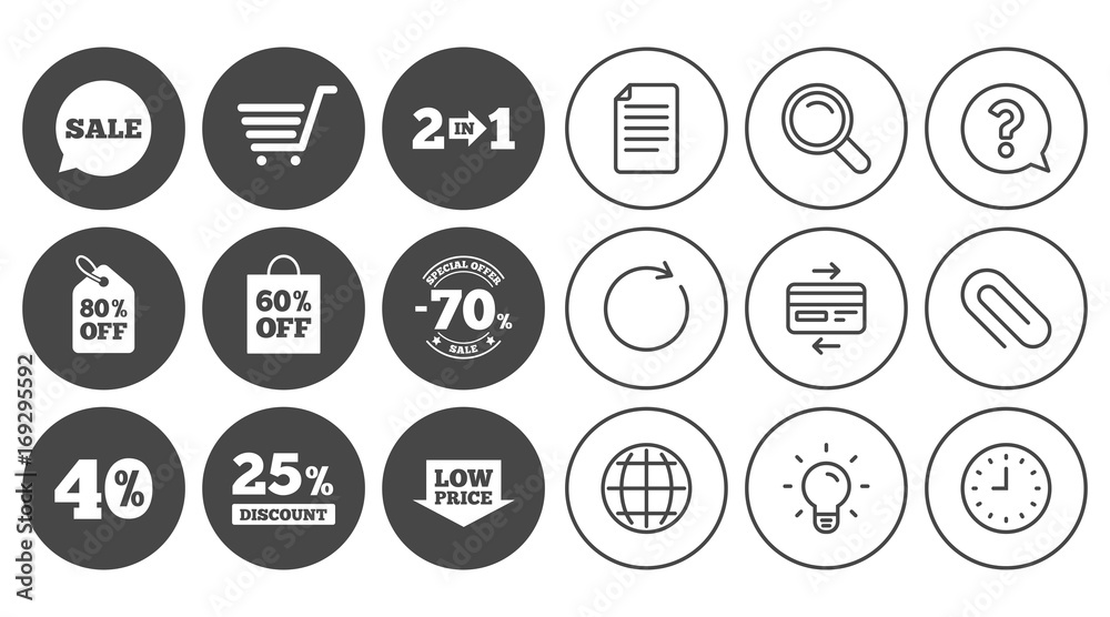 Sale discounts icon. Shopping, deal signs. Sale discounts icon. Shopping, deal signs.