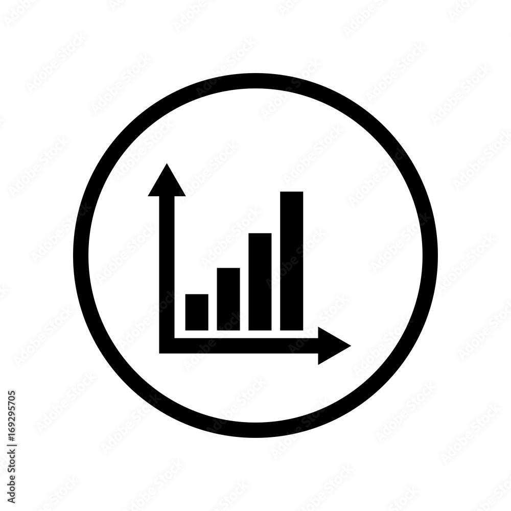 Growing Graph Icon in Circle line - vector iconic design Growing Graph Icon in Circle line - vector iconic design