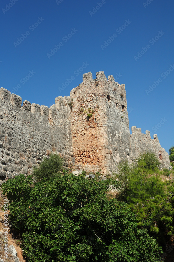 Ancient fortress on the mountain in the Alanya area, Turkey