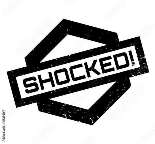Shocked rubber stamp. Grunge design with dust scratches. Effects can be easily removed for a clean, crisp look. Color is easily changed.