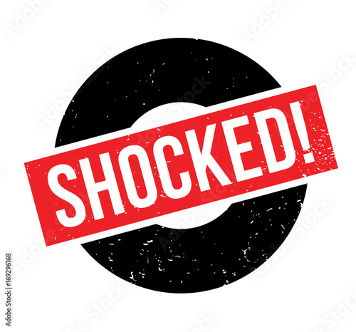 Shocked rubber stamp. Grunge design with dust scratches. Effects can be easily removed for a clean, crisp look. Color is easily changed.