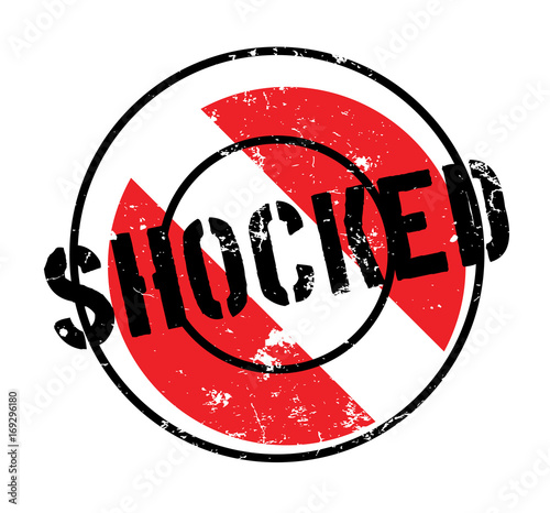Shocked rubber stamp. Grunge design with dust scratches. Effects can be easily removed for a clean, crisp look. Color is easily changed.