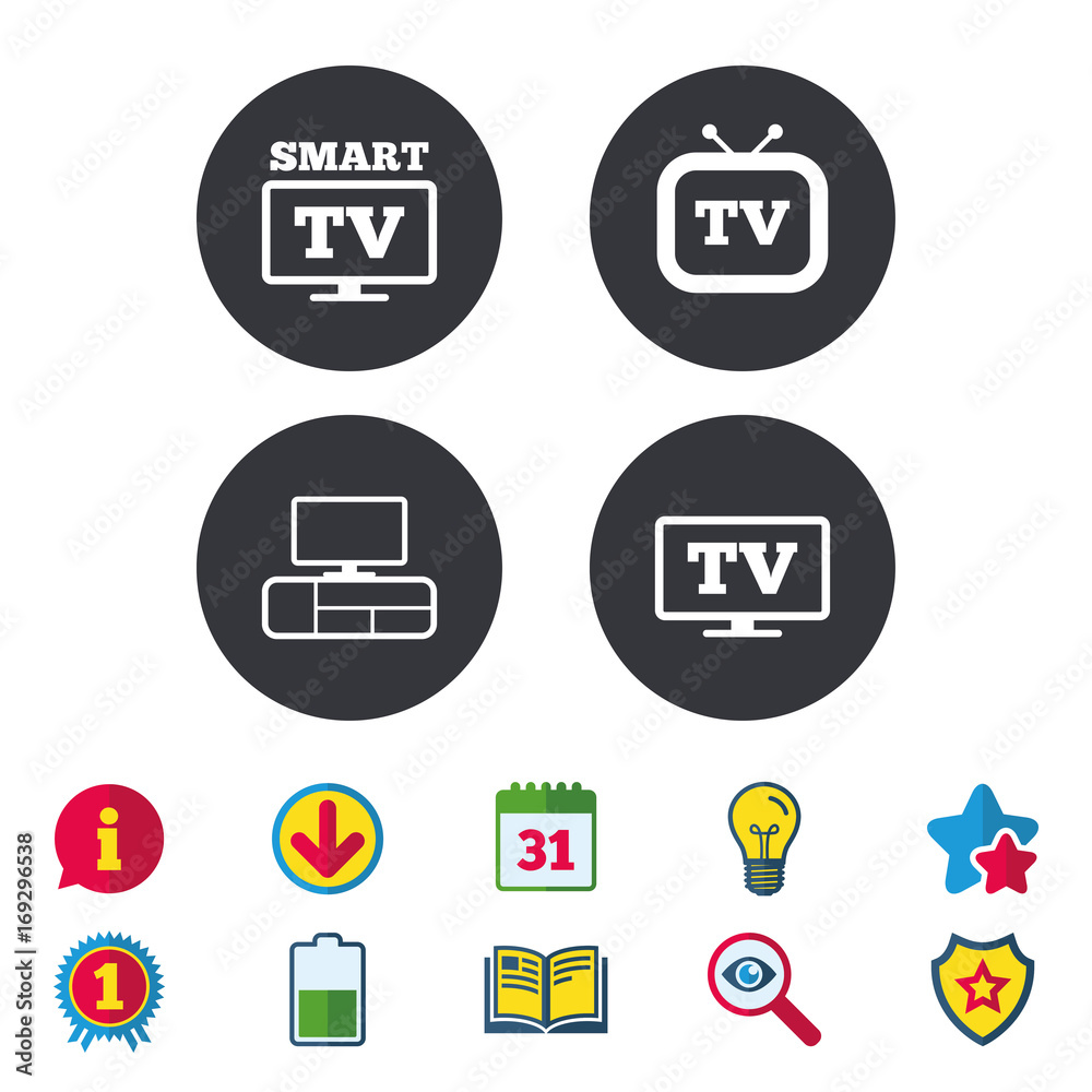Smart TV mode icon. Retro television symbol. Smart TV mode icon. Retro television symbol.