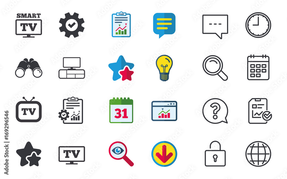 Smart TV mode icon. Retro television symbol. Smart TV mode icon. Retro television symbol.