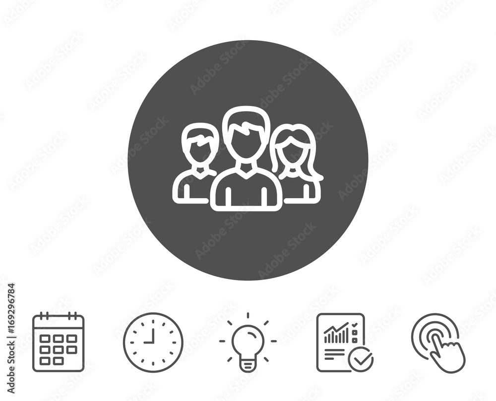 Group line icon. Users or Teamwork sign. Group line icon. Users or Teamwork sign.