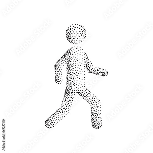 stick figure, silhouette of a walking person vector illustration isolated on white background, dot gradient