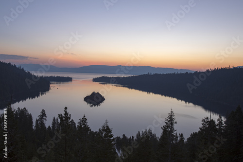 Breaking dawn at Emerald Bay, Lake Tahoe, California