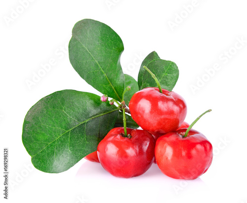 Barbados cherry on white background photo