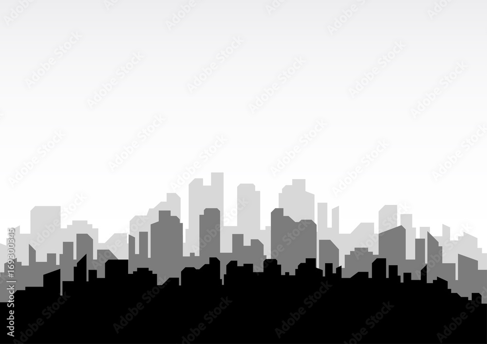 City building silhouette. Cityscape background. Vector illustration