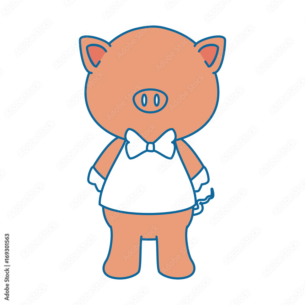 Obraz premium cartoon pig animal icon over white background colorful design vector illustration