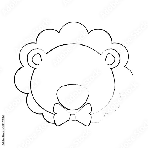 cartoon lion with bow tie icon over white background vector illustration