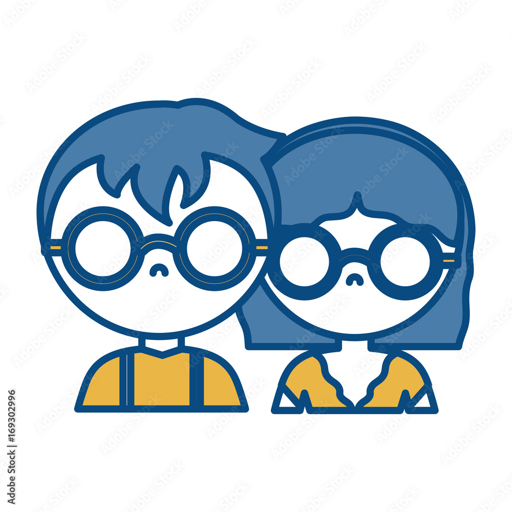 couple with glasses icon over white background vector illustration
