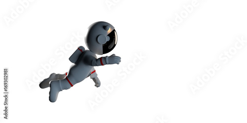 Billede på lærred cute cartoon astronaut in white space suit is weightless in zero gravity space