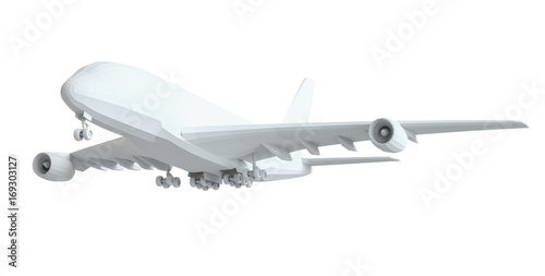 White airplane. Isolated