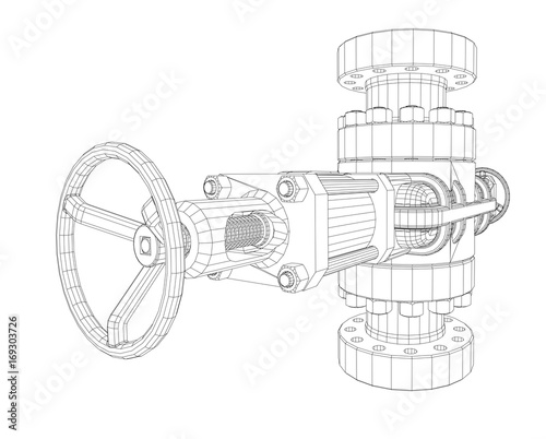 Blowout preventer. Wire frame style
