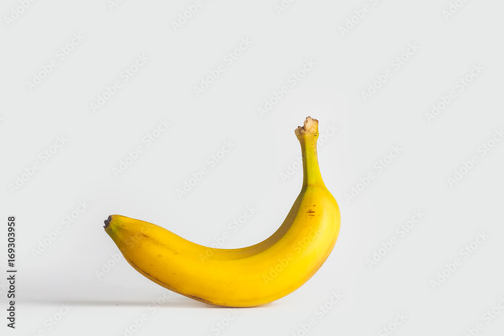 close-up view of a banana on a white background