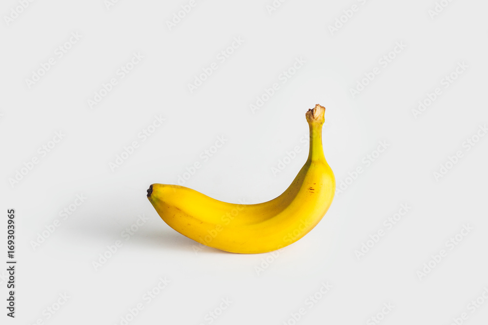 close-up view of a banana on a white background