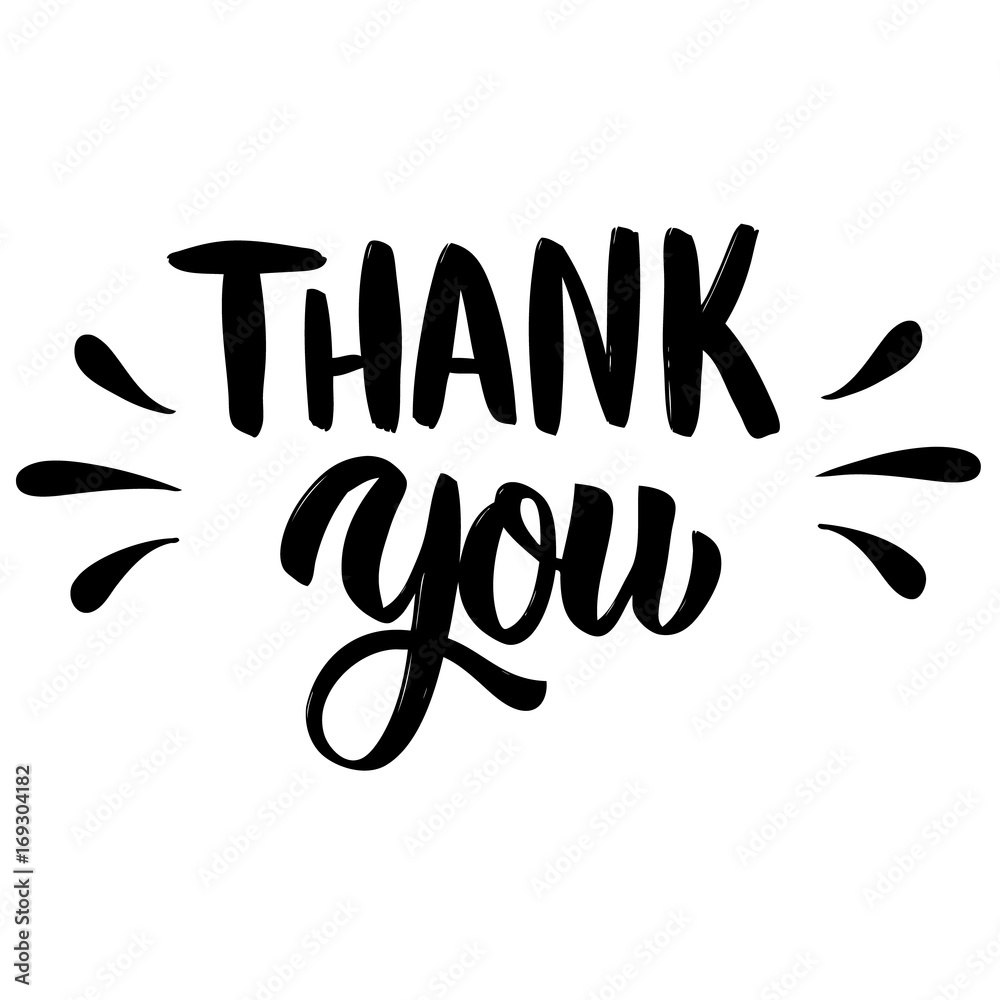 Thank you. Hand drawn lettering isolated on white background.